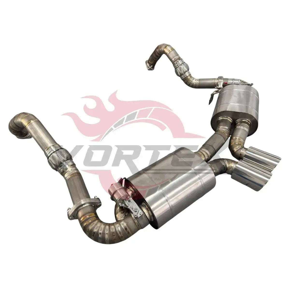 Porsche 981 GT4 exhaust installed rear view